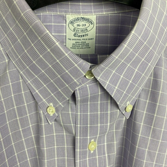 Brooks Brothers 16 33 (Large) Non Iron Check lavender - Picture 5 of 5